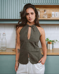 Olive Tie-Neck Top