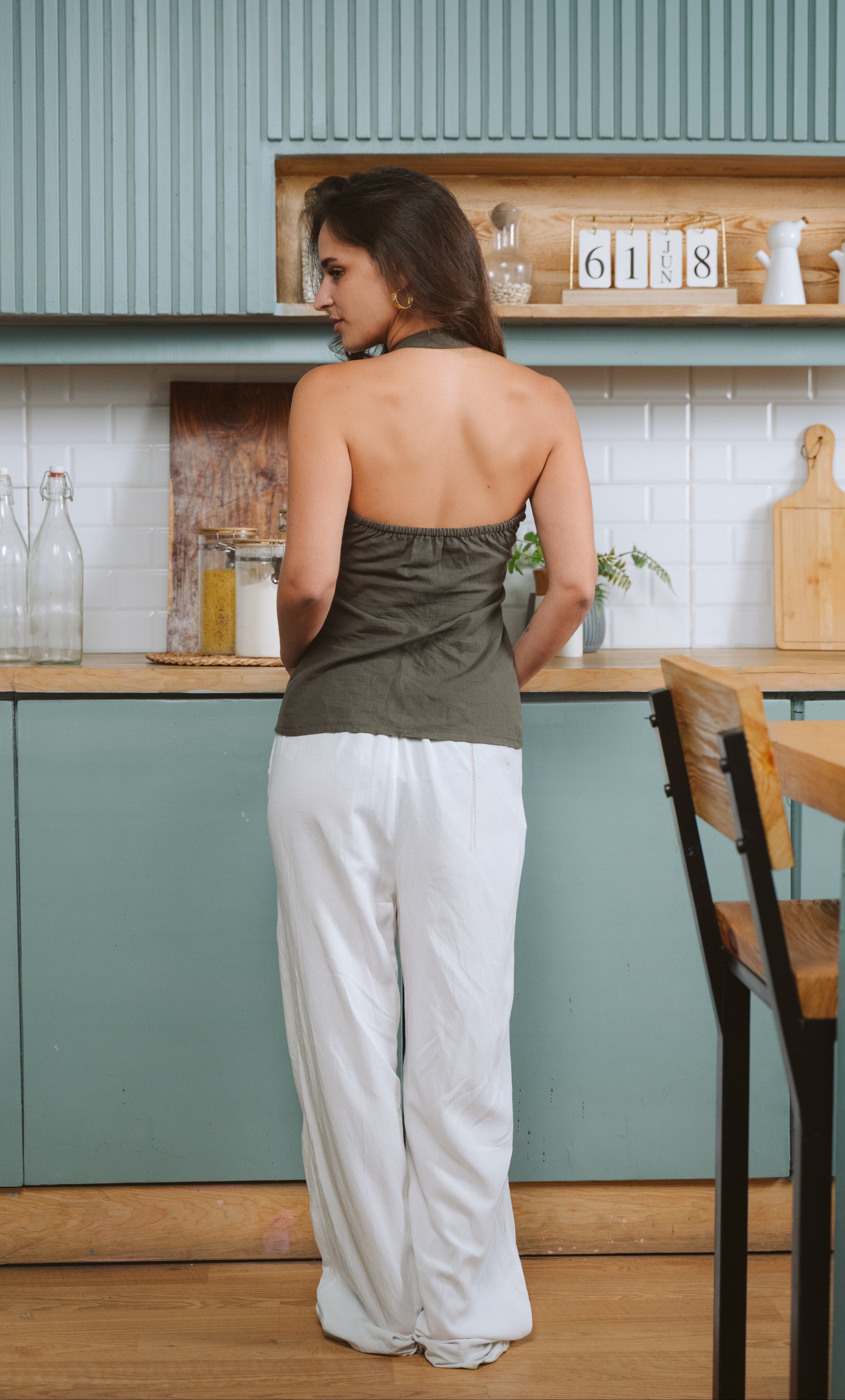 Olive Tie-Neck Top